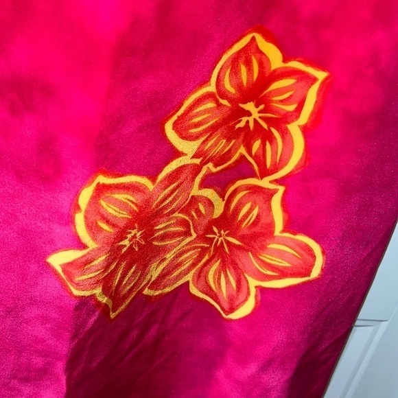 Beautiful floral tropical hot pink silk dress midi/maxi size 10 Beachy Hawaii - Picture 13 of 13
